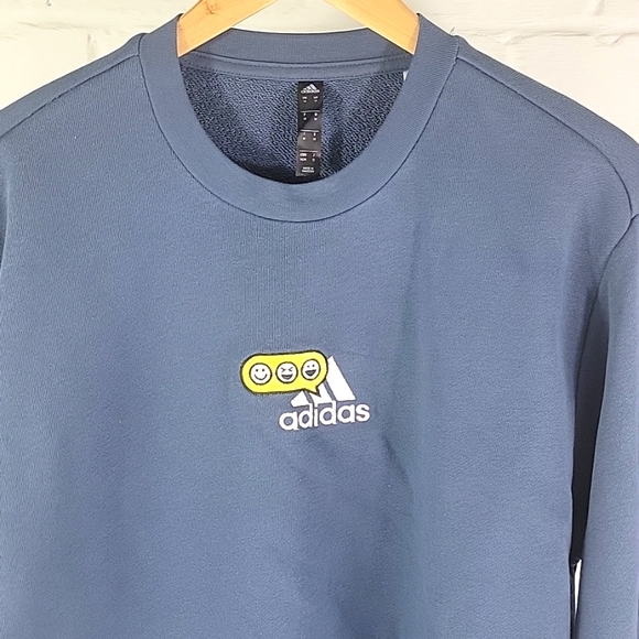Adidas Opti G Emoji Sweatshirt Crewneck Oversized Fit Blue Mens Medium - Picture 1 of 6